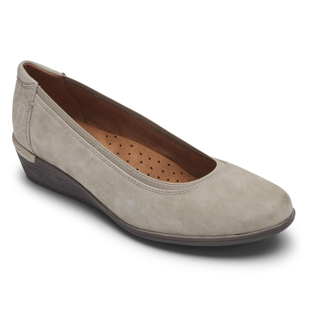 Rockport Pumps For Womens Grey - Cobb Hill Devyn Wedge - TF4257831